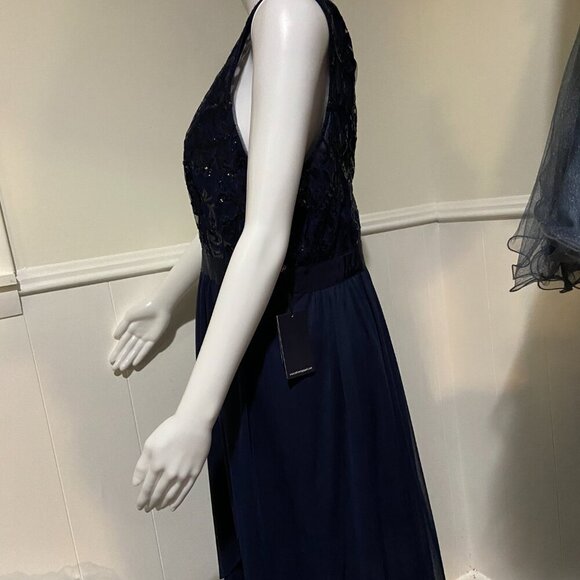 **Adrianna Papell** Formal Navy Blue Lace Dress Size 14 - Picture 9 of 12